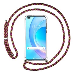 Funda Colgante Transparente para Huawei Honor 50 Lite 5G / Huawei Nova 8i con Cordon Rosa / Dorado