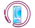Funda Colgante Transparente para Huawei Honor 50 Lite 5G / Huawei Nova 8i con Cordon Rosa Fucsia