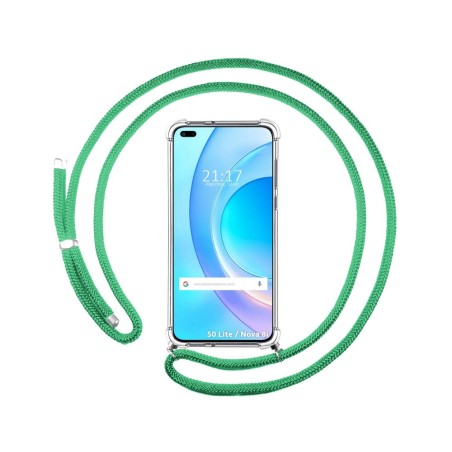 Funda Colgante Transparente para Huawei Honor 50 Lite 5G / Huawei Nova 8i con Cordon Verde Agua