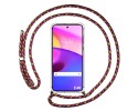 Funda Colgante Transparente para Motorola Moto E40 con Cordon Rosa / Dorado