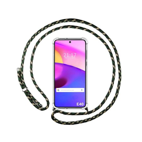 Funda Colgante Transparente para Motorola Moto E40 con Cordon Verde / Dorado