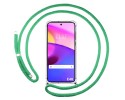 Funda Colgante Transparente para Motorola Moto E40 con Cordon Verde Agua