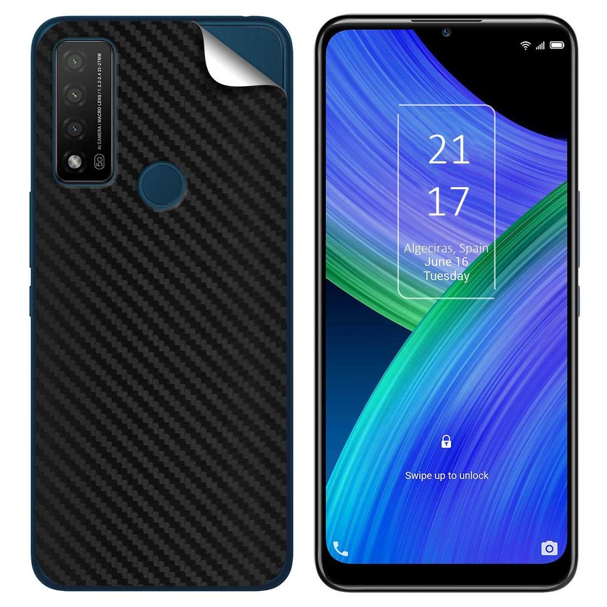 Pegatina Vinilo Autoadhesiva Textura Carbono para TCL 20 R 5G