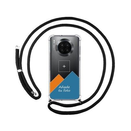 Personaliza tu Funda Colgante Transparente para Huawei Honor 50 Lite 5G / Nova 8i con Cordon Negro Dibujo