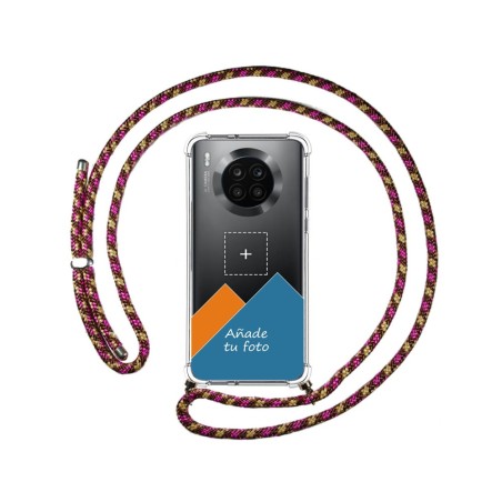 Personaliza tu Funda Colgante Transparente para Huawei Honor 50 Lite 5G / Nova 8i con Cordon Rosa / Dorado Dibujo