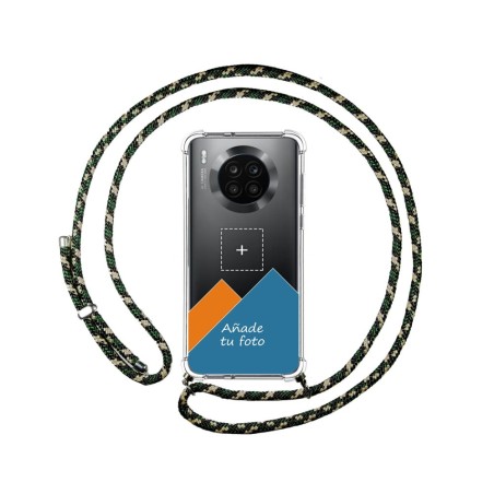 Personaliza tu Funda Colgante Transparente para Huawei Honor 50 Lite 5G / Nova 8i con Cordon Verde / Dorado Dibujo