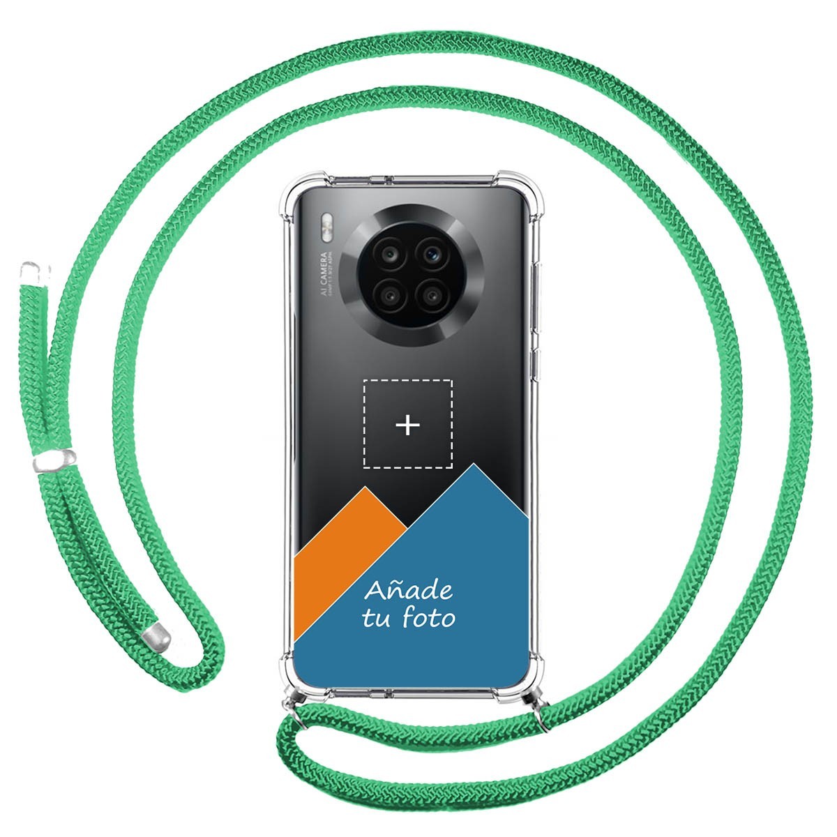 Personaliza tu Funda Colgante Transparente para Huawei Honor 50 Lite 5G / Nova 8i con Cordon Verde Agua Dibujo