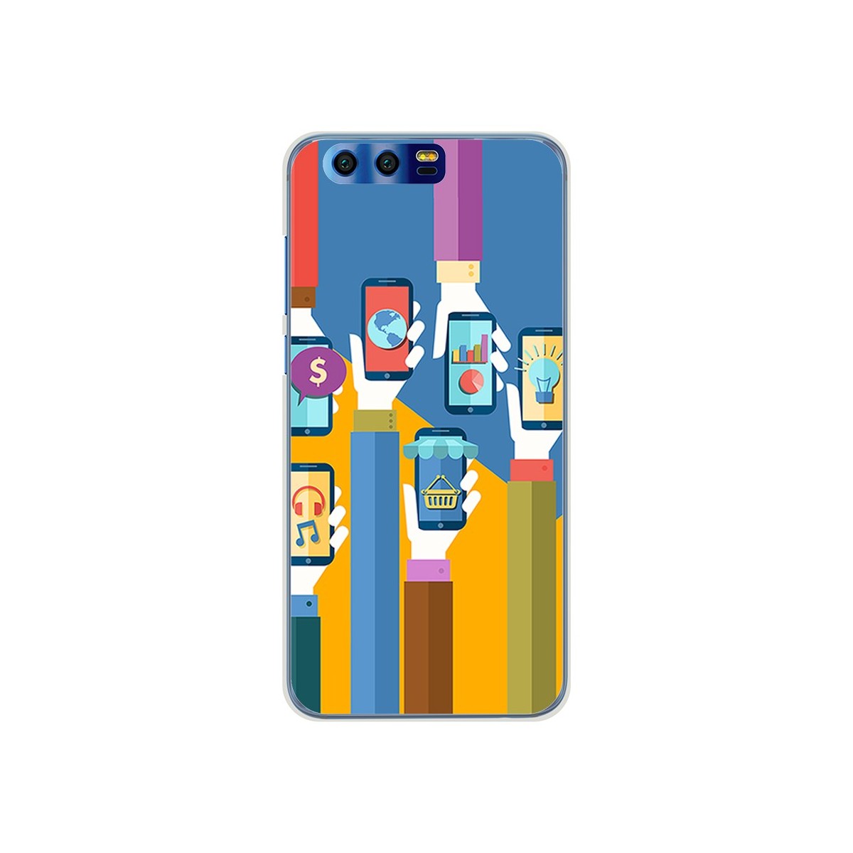 Funda Gel Tpu para Huawei Honor 9 Diseño Apps Dibujos