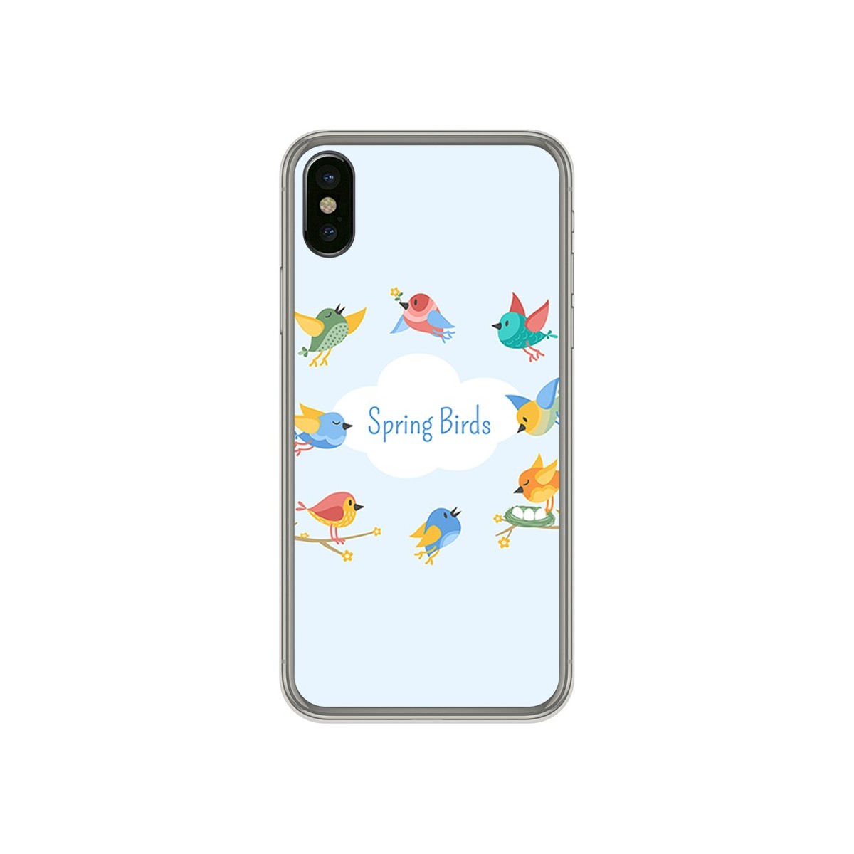 Funda Gel Tpu para Iphone X / XS Diseño Spring Birds Dibujos