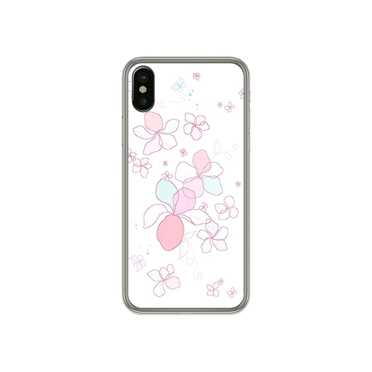 Funda Gel Tpu para Iphone X / XS Diseño Flores Minimal Dibujos