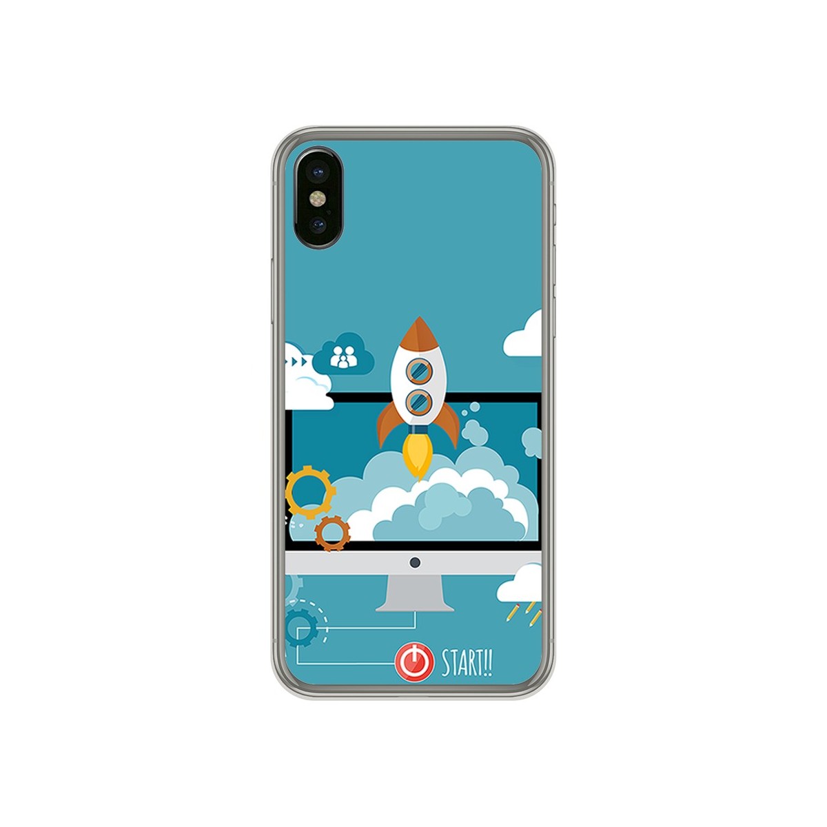 Funda Gel Tpu para Iphone X / XS Diseño Cohete Dibujos