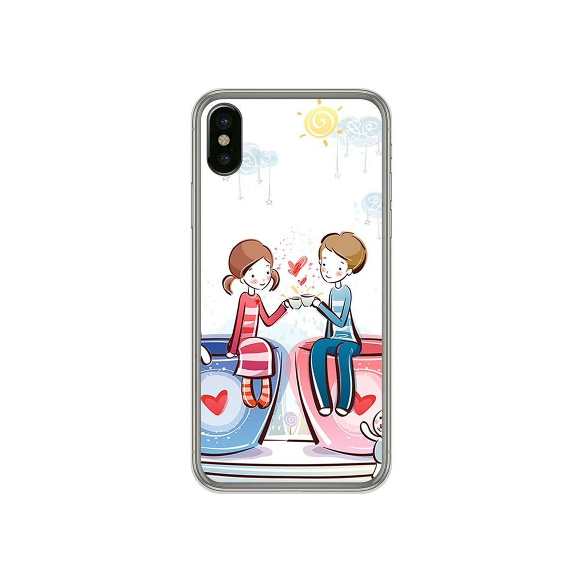 Funda Gel Tpu para Iphone X / XS Diseño Cafe Dibujos