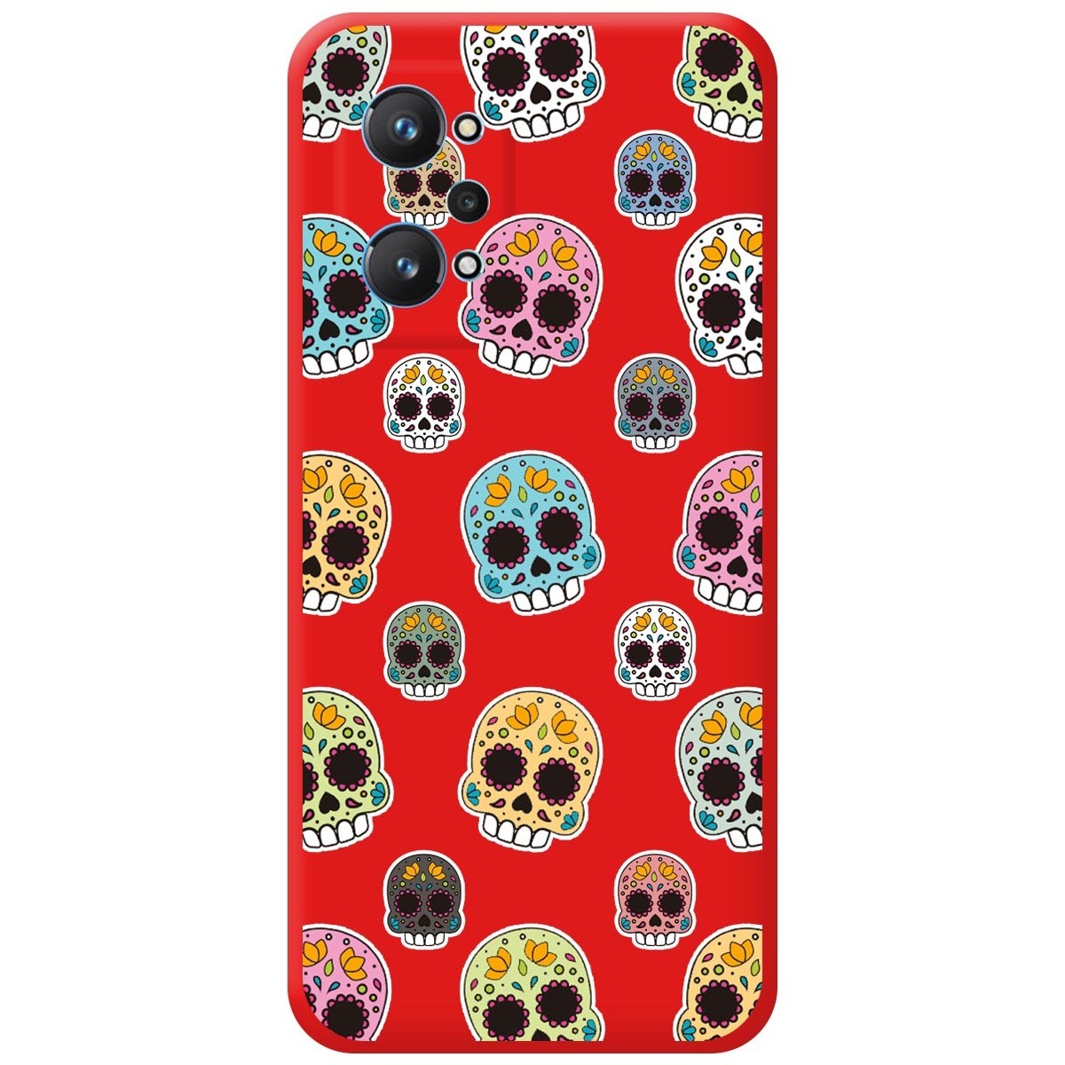 Funda Silicona Líquida Roja para Realme GT NEO 2 5G diseño Catrina Dibujos