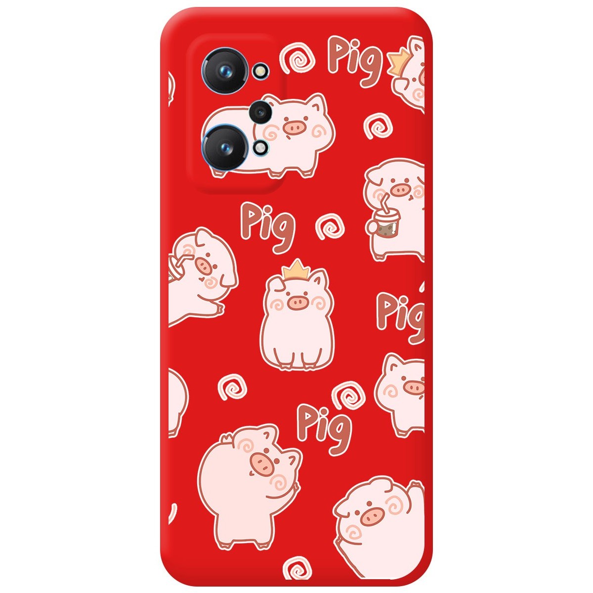 Funda Silicona Líquida Roja para Realme GT NEO 2 5G diseño Cerdos Dibujos