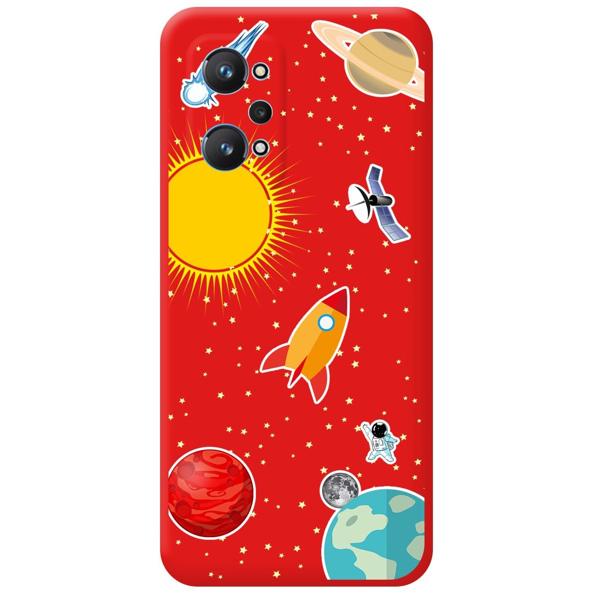 Funda Silicona Líquida Roja para Realme GT NEO 2 5G diseño Espacio Dibujos
