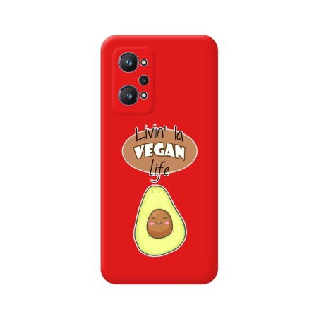Funda Silicona Líquida Roja para Realme GT NEO 2 5G diseño Vegan Life Dibujos