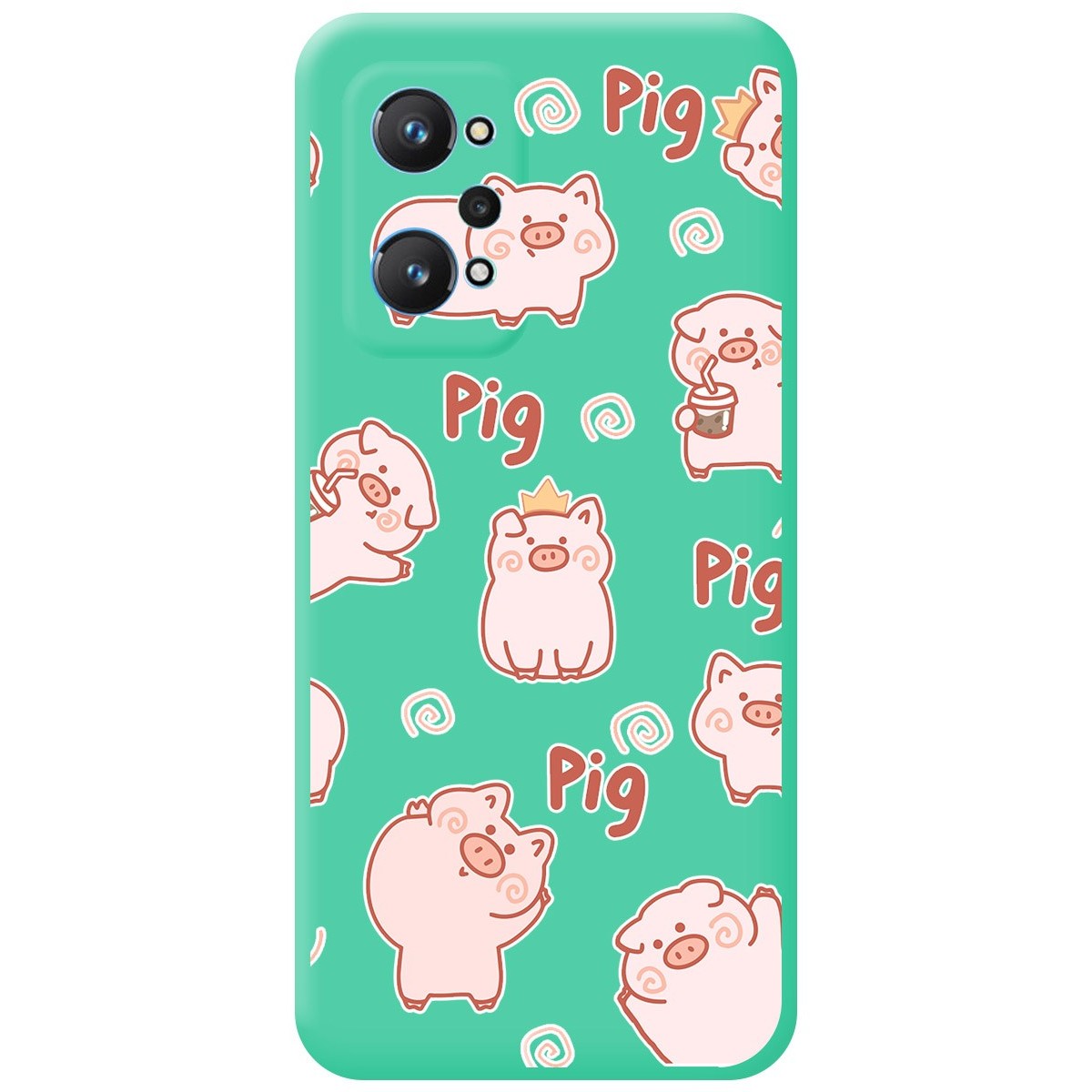 Funda Silicona Líquida Verde para Realme GT NEO 2 5G diseño Cerdos Dibujos