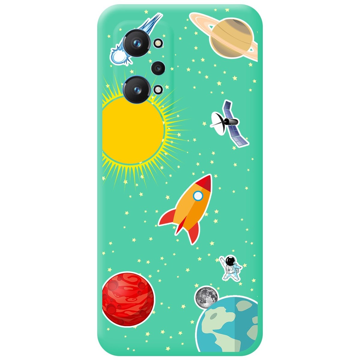 Funda Silicona Líquida Verde para Realme GT NEO 2 5G diseño Espacio Dibujos