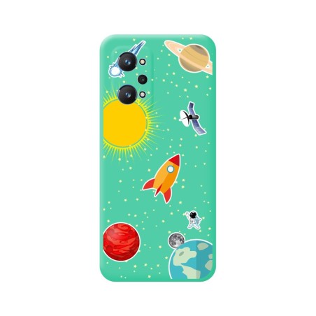 Funda Silicona Líquida Verde para Realme GT NEO 2 5G diseño Espacio Dibujos