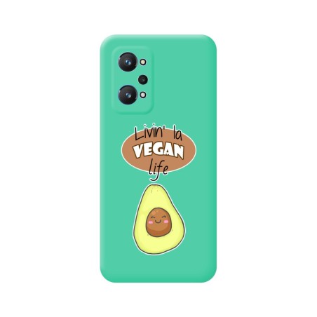 Funda Silicona Líquida Verde para Realme GT NEO 2 5G diseño Vegan Life Dibujos