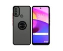 Funda Mate con Borde Negro y Anillo Giratorio 360 para Motorola Moto E20
