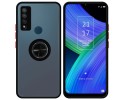 Funda Mate con Borde Negro y Anillo Giratorio 360 para TCL 20 R 5G