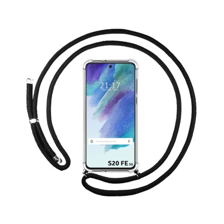 Funda Colgante Transparente para Samsung Galaxy S21 FE 5G con Cordon Negro