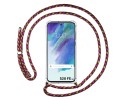 Funda Colgante Transparente para Samsung Galaxy S21 FE 5G con Cordon Rosa / Dorado