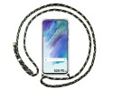 Funda Colgante Transparente para Samsung Galaxy S21 FE 5G con Cordon Verde / Dorado