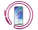 Funda Colgante Transparente para Samsung Galaxy S21 FE 5G con Cordon Rosa Fucsia