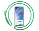 Funda Colgante Transparente para Samsung Galaxy S21 FE 5G con Cordon Verde Agua