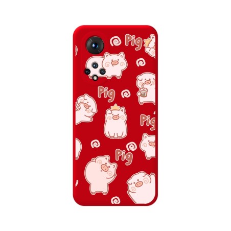 Funda Silicona Líquida Roja para Huawei Honor 50 5G / Nova 9 diseño Cerdos Dibujos