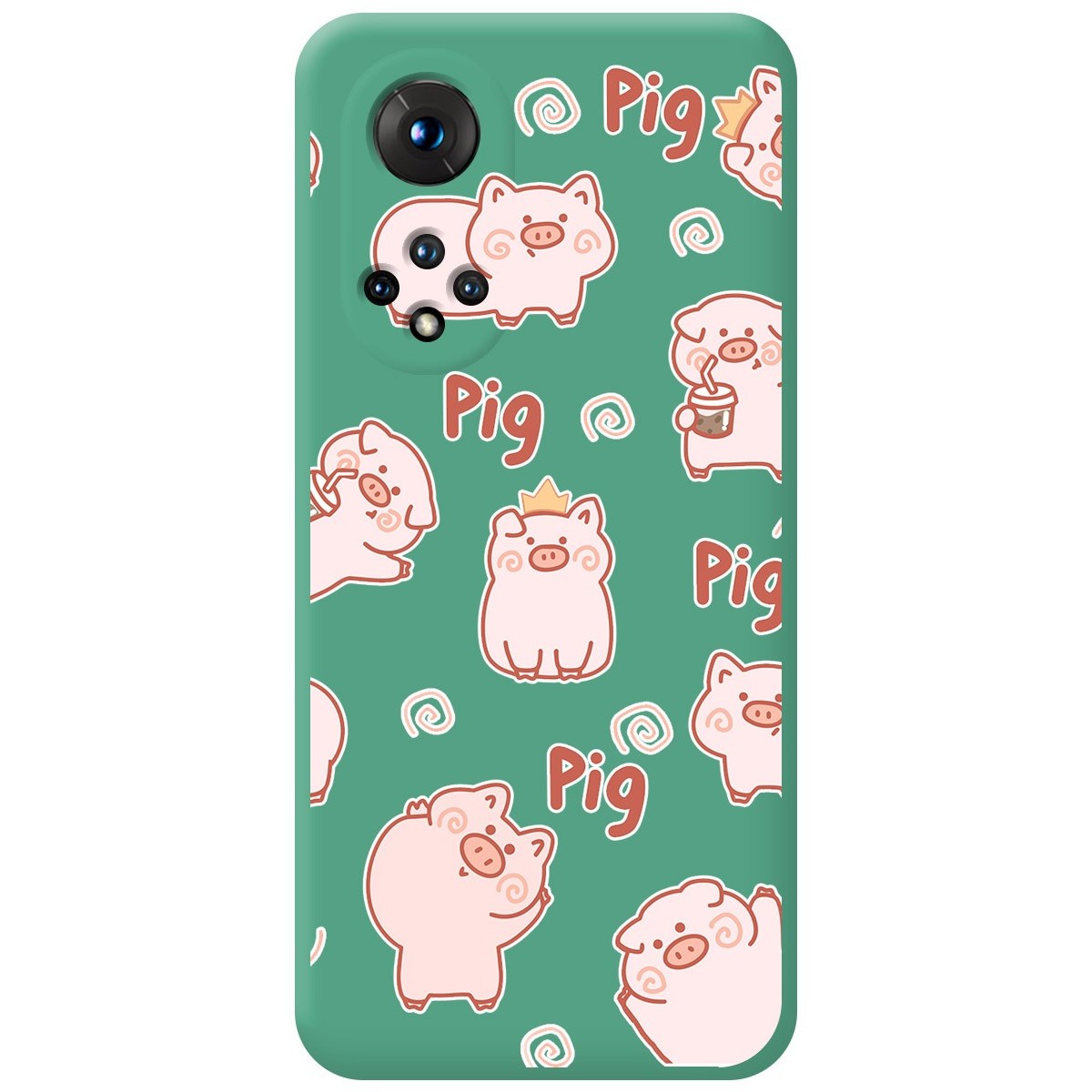 Funda Silicona Líquida Verde para Huawei Honor 50 5G / Nova 9 diseño Cerdos Dibujos