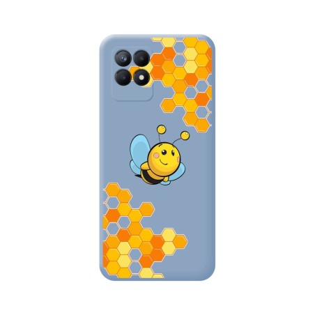 Funda Silicona Líquida Azul para Realme 8i diseño Abeja Dibujos