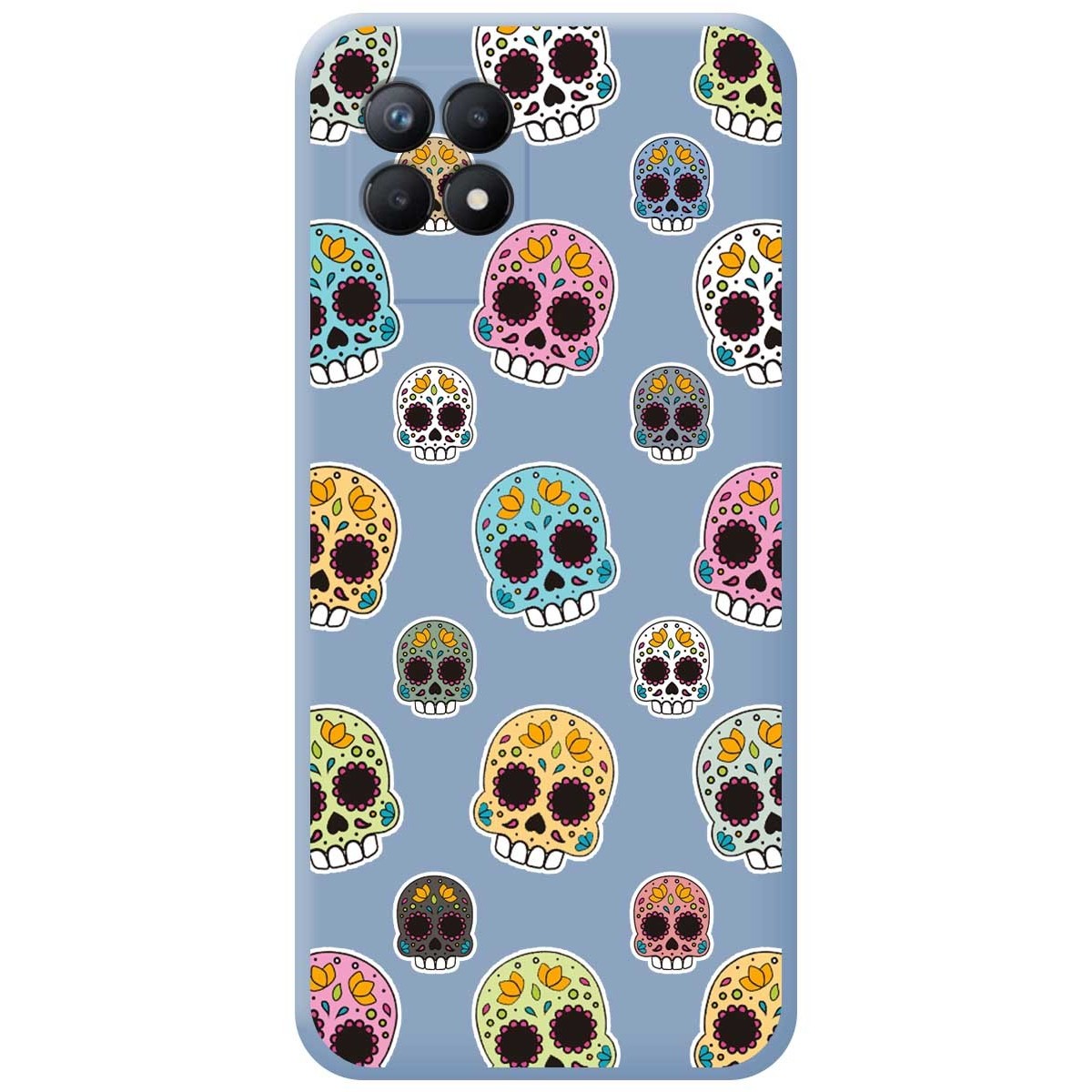 Funda Silicona Líquida Azul para Realme 8i diseño Catrina Dibujos