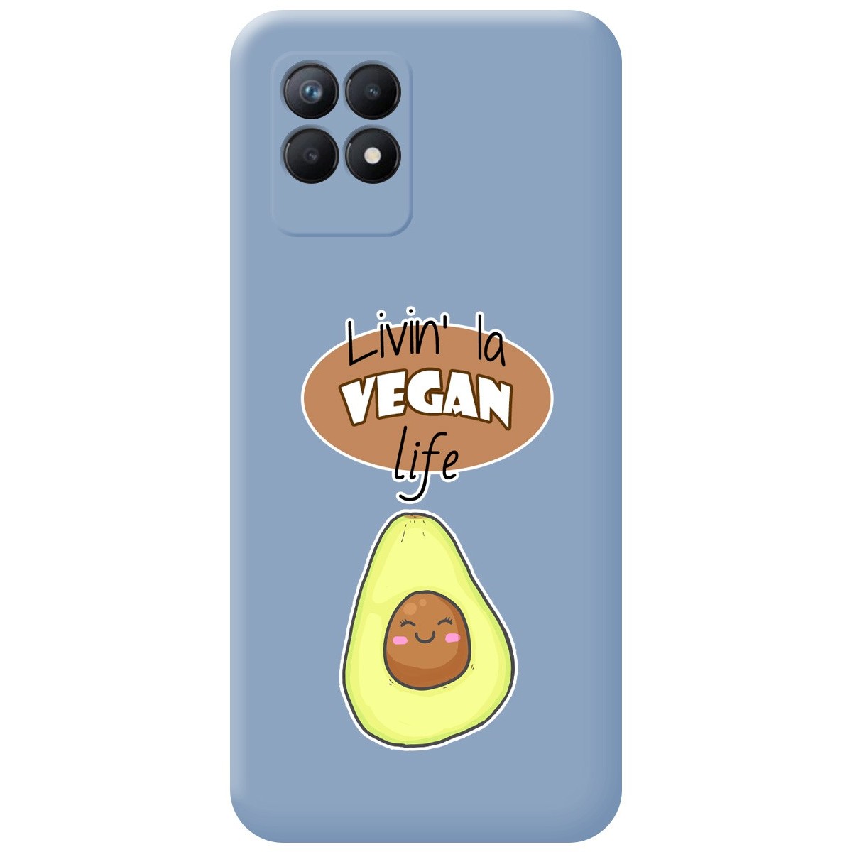Funda Silicona Líquida Azul para Realme 8i diseño Vegan Life Dibujos
