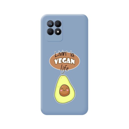Funda Silicona Líquida Azul para Realme 8i diseño Vegan Life Dibujos