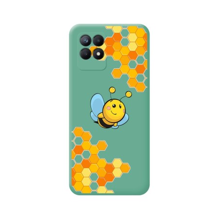 Funda Silicona Líquida Verde para Realme 8i diseño Abeja Dibujos