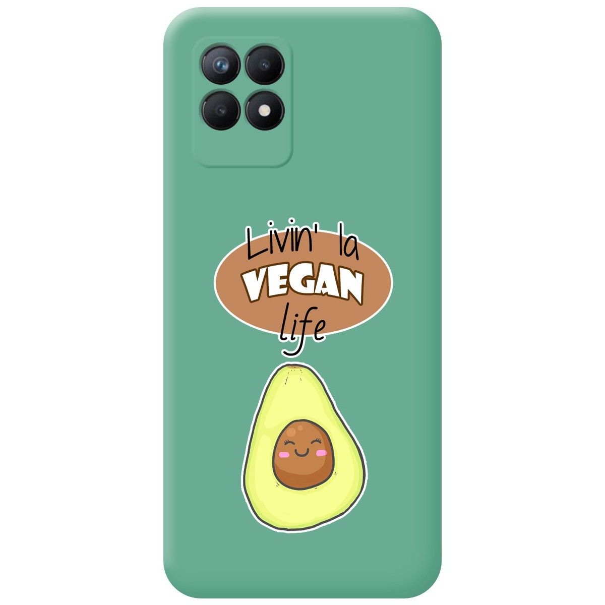 Funda Silicona Líquida Verde para Realme 8i diseño Vegan Life Dibujos