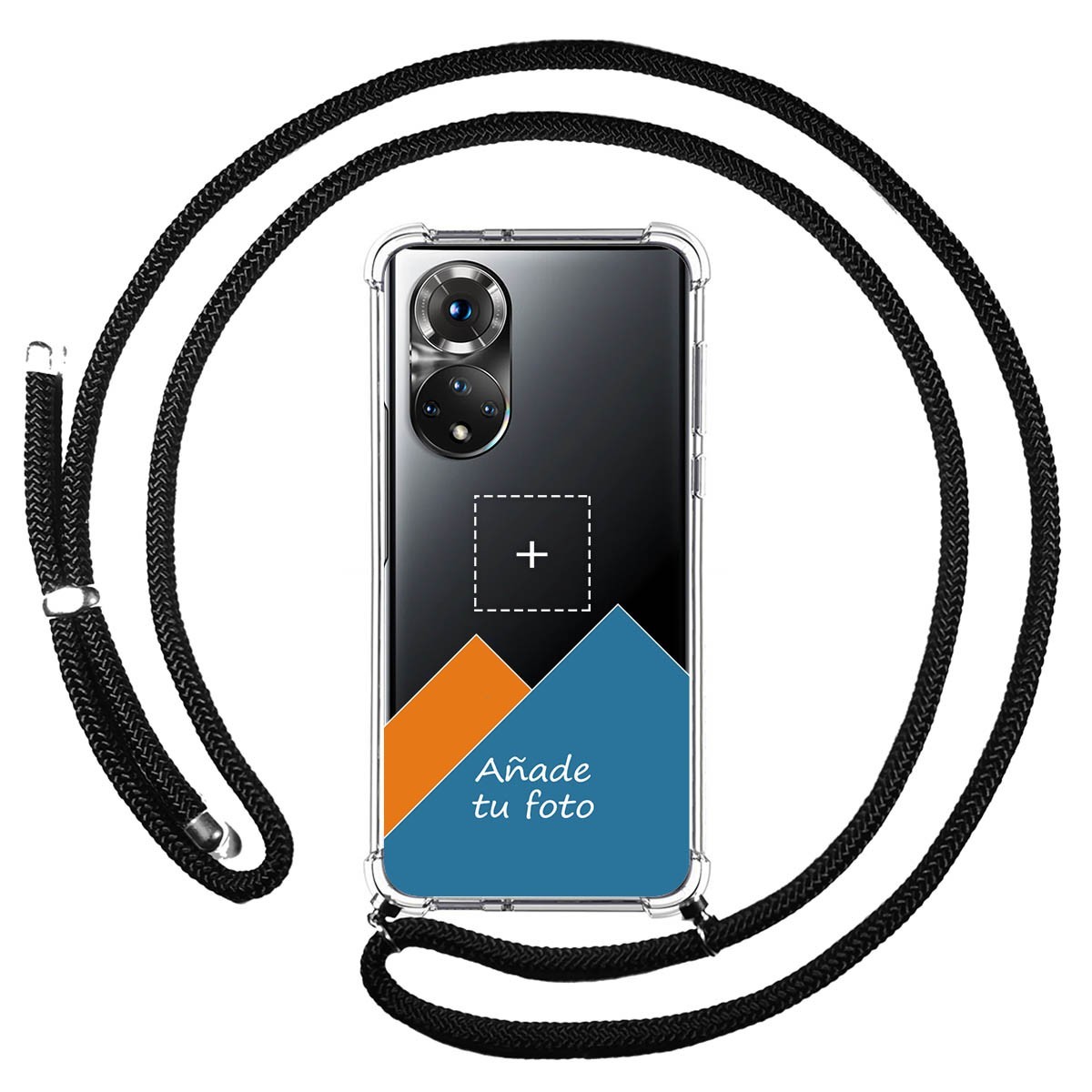 Personaliza tu Funda Colgante Transparente para Huawei Honor 50 5G / Nova 9 con Cordon Negro Dibujo Personalizada