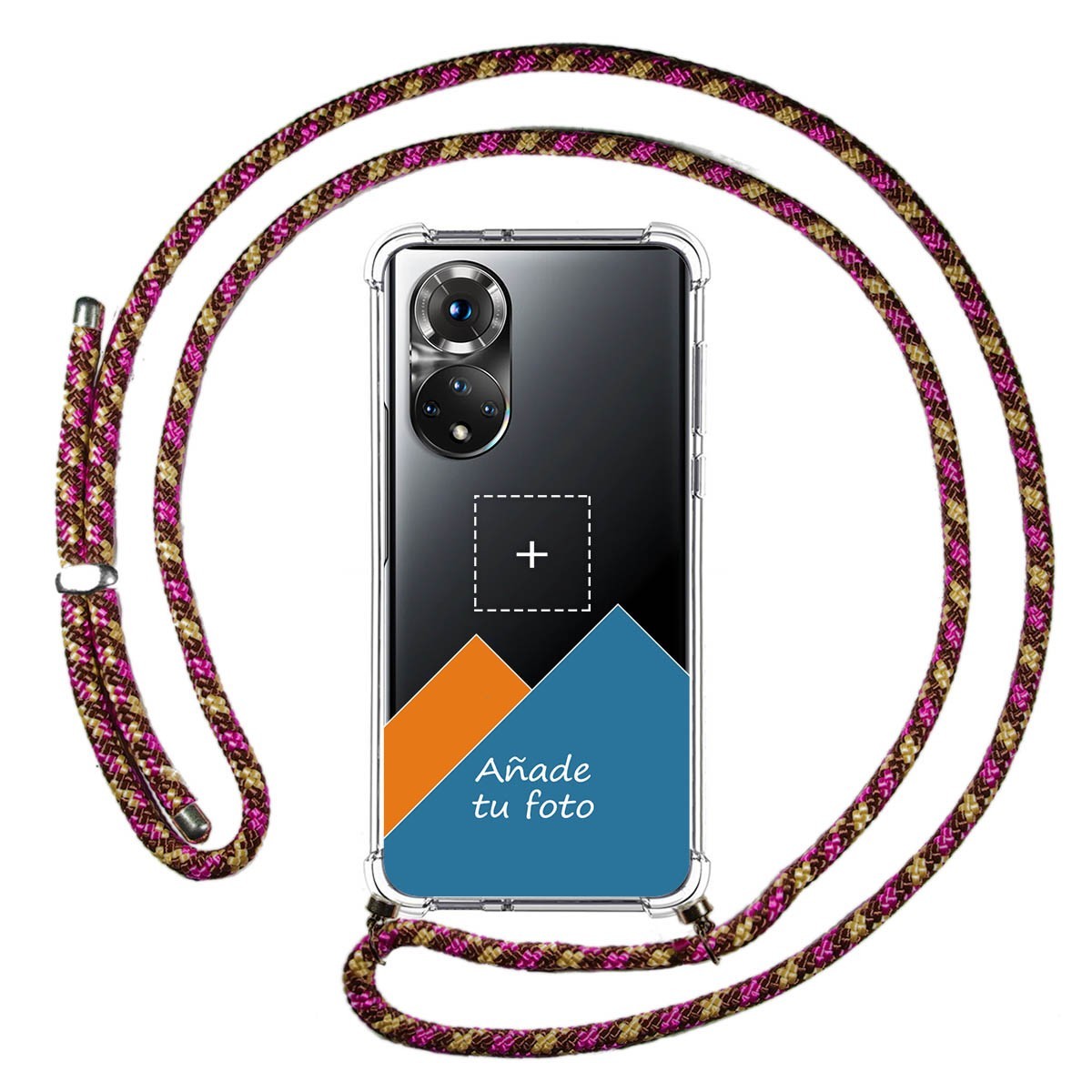 Personaliza tu Funda Colgante Transparente para Huawei Honor 50 5G / Nova 9 con Cordon Rosa / Dorado Dibujo Personalizada