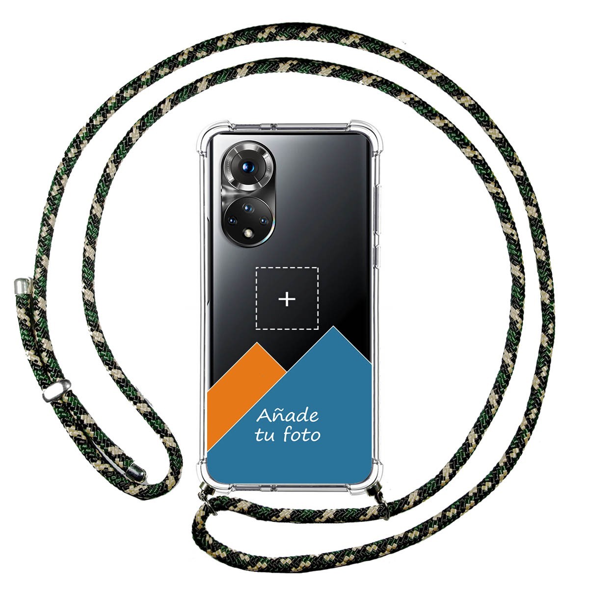 Personaliza tu Funda Colgante Transparente para Huawei Honor 50 5G / Nova 9 con Cordon Verde / Dorado Dibujo Personalizada