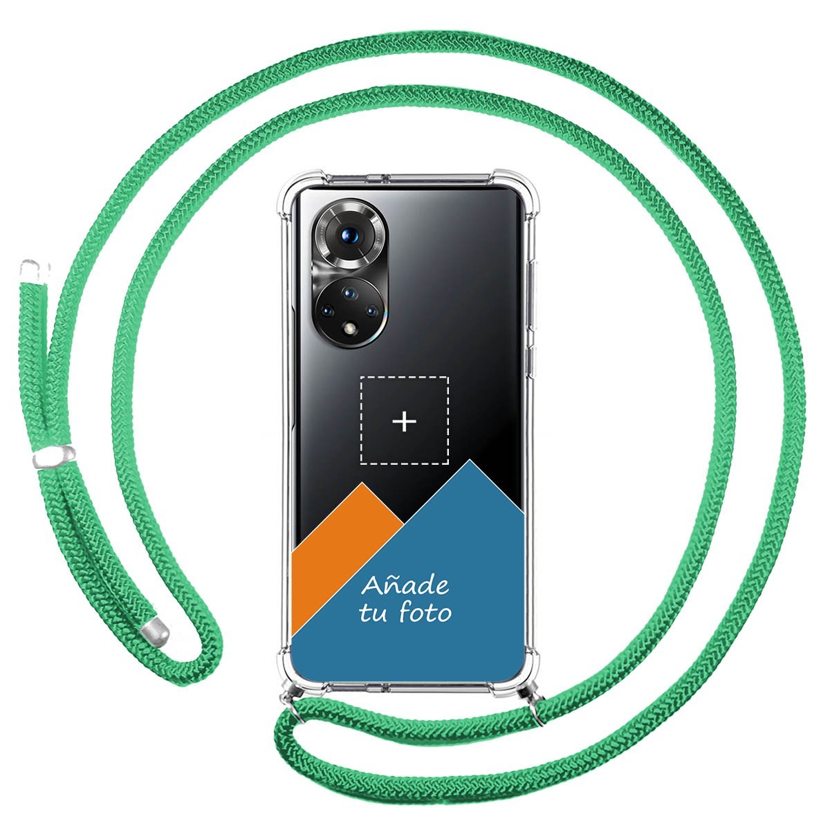 Personaliza tu Funda Colgante Transparente para Huawei Honor 50 5G / Nova 9 con Cordon Verde Agua Dibujo Personalizada