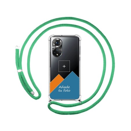 Personaliza tu Funda Colgante Transparente para Huawei Honor 50 5G / Nova 9 con Cordon Verde Agua Dibujo Personalizada