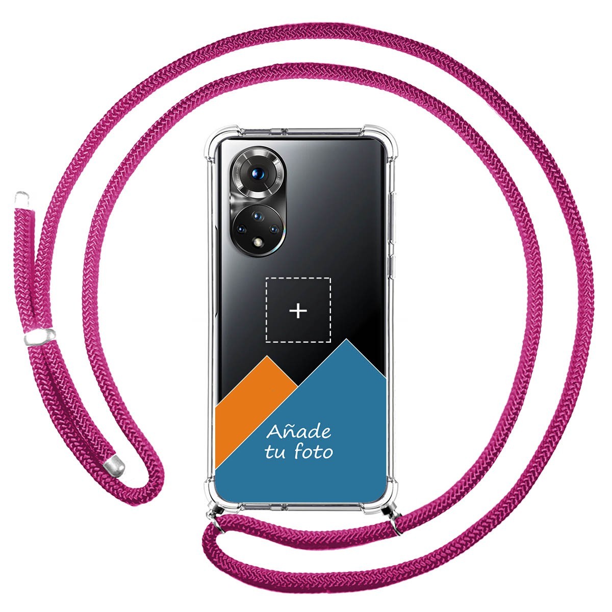 Personaliza tu Funda Colgante Transparente para Huawei Honor 50 5G / Nova 9 con Cordon Rosa Fucsia Dibujo Personalizada