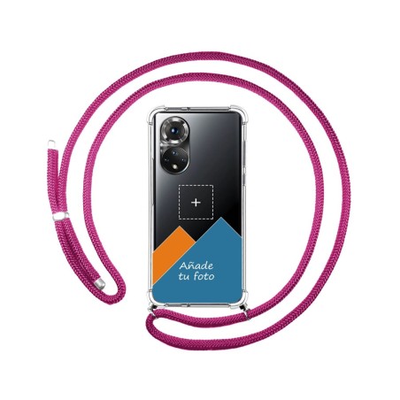 Personaliza tu Funda Colgante Transparente para Huawei Honor 50 5G / Nova 9 con Cordon Rosa Fucsia Dibujo Personalizada