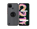 Funda Mate con Borde Negro y Anillo Giratorio 360 para Realme C21Y / C25Y