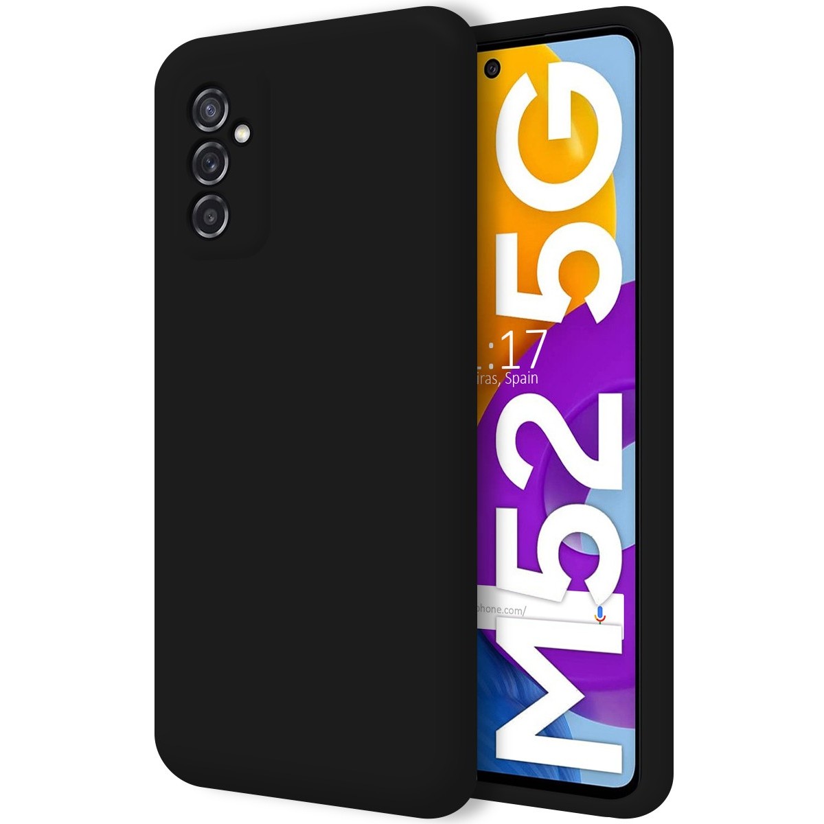 Funda Silicona Líquida Ultra Suave para Samsung Galaxy M52 5G Color Negra