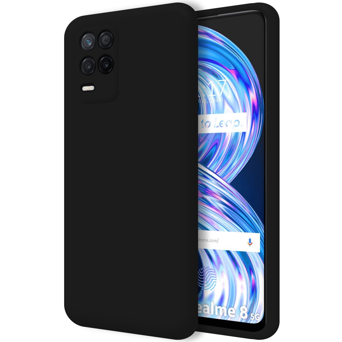 Funda Silicona Líquida Ultra Suave para Realme 8 5G / Narzo 30 5G Color Negra