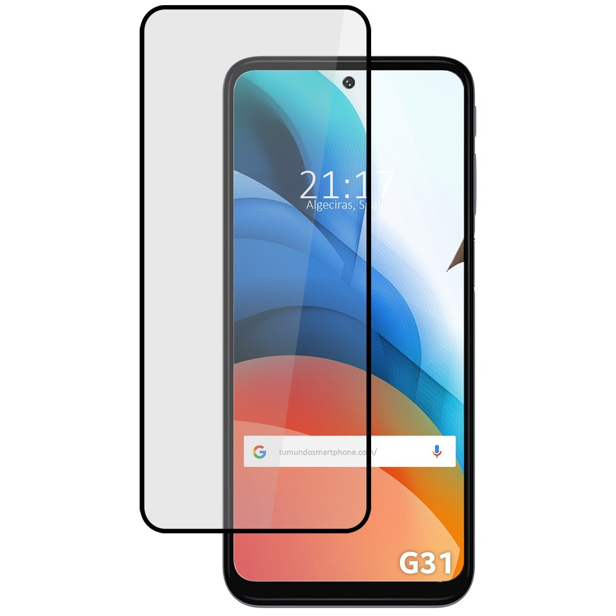 Protector Cristal Templado Completo 5D Full Glue Negro para Motorola Moto G31 Vidrio